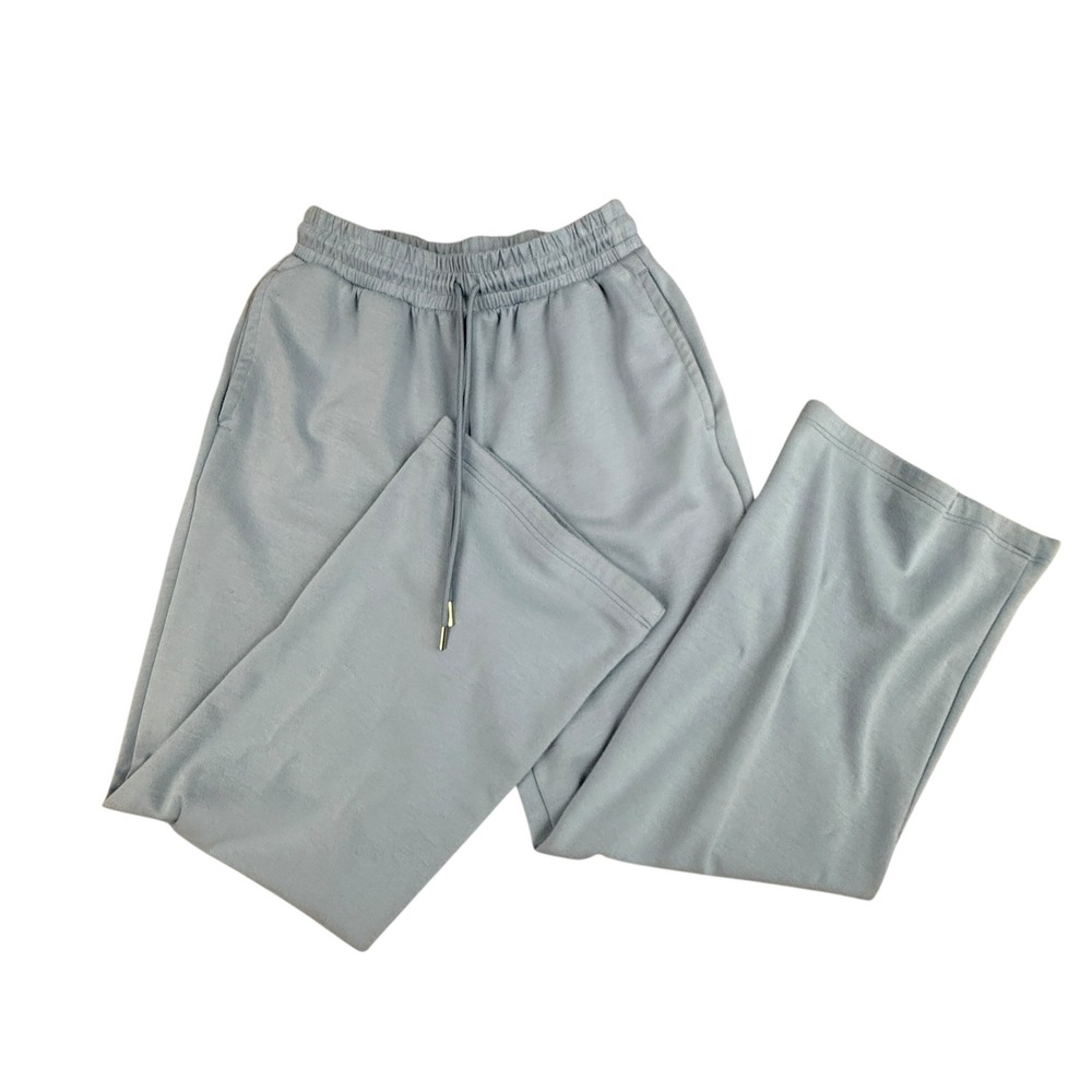 Elie Tahari Wide Leg Lounge Pants Women's Small Petite‎ Blue Drawstring Pockets